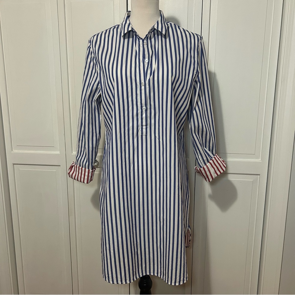 Saint James Benedict Blue and White Striped shirt Dress 10 - Picture 2 of 16